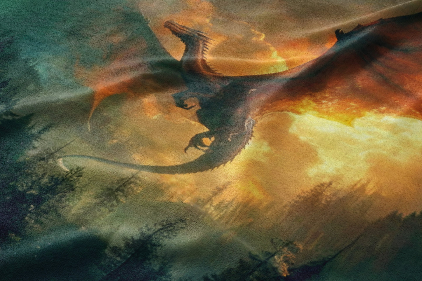 Majestic Dragon Soaring Through Flaming Skies art