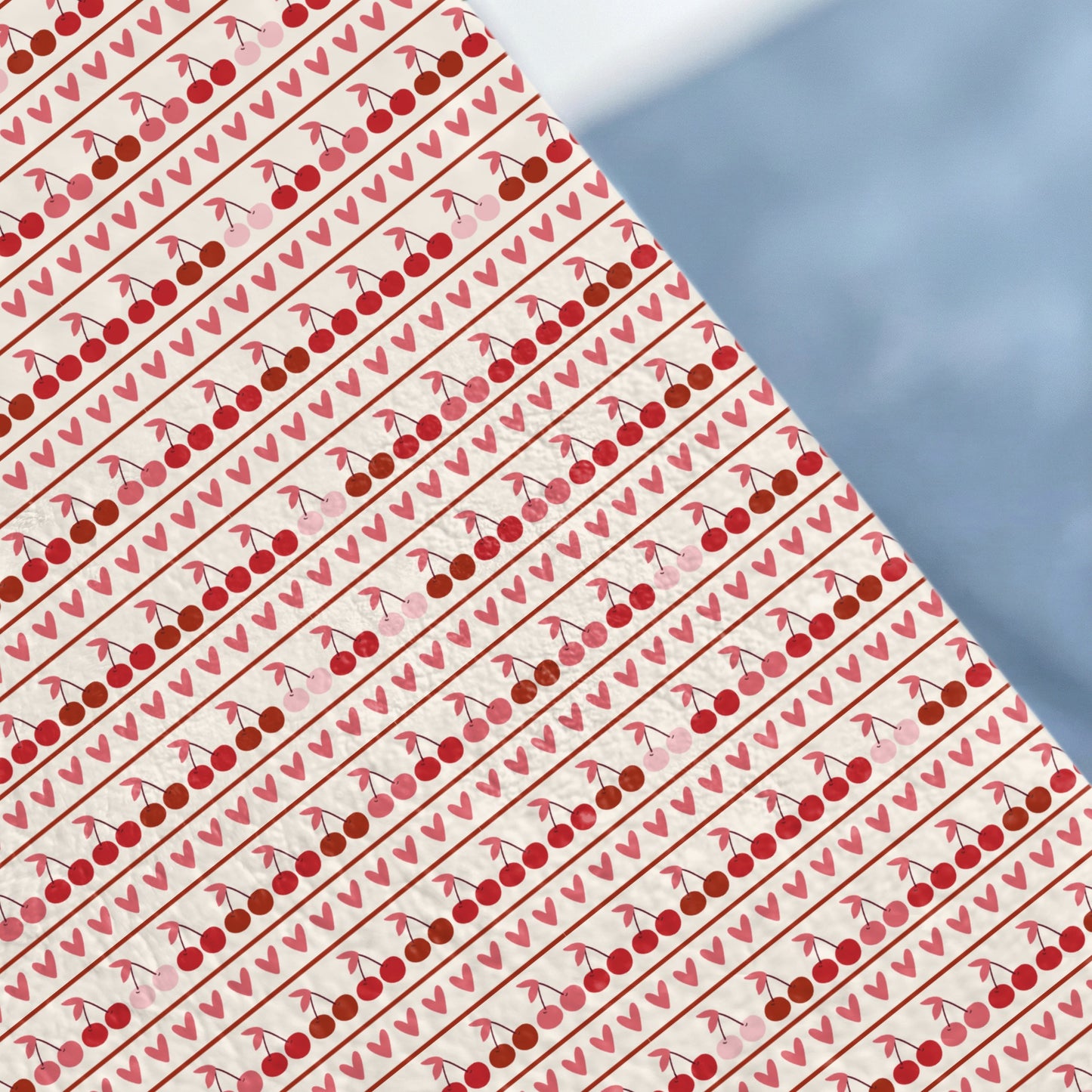 Cherry and Heart Striped Pattern Gift Wrap Paper