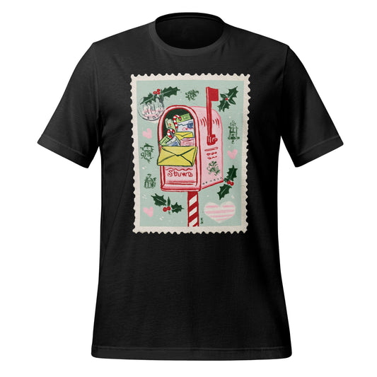 Whimsical Holiday Card Graphic Black T-Shirt