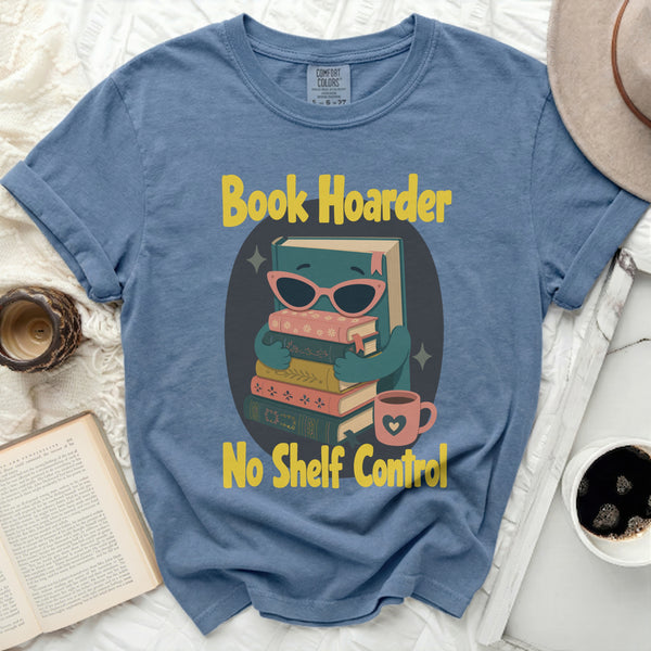 Retro Book Hoarder Tee in Blue Jean