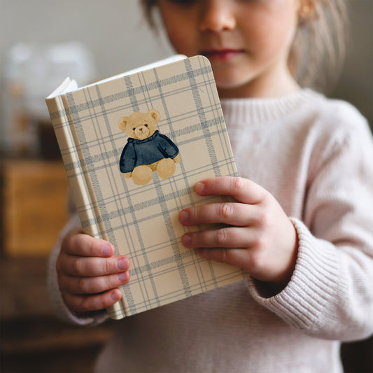 Cute Teddy Bear Design Plaid Cover Children's Notebook
