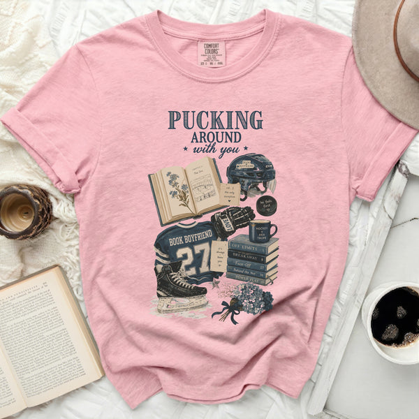 Pucking Around With You Hockey Romance Tee in Blossom
