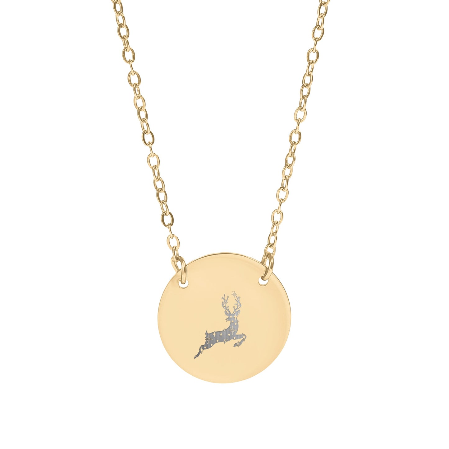 Elegant Oval Pendant Necklace with Reindeer Design