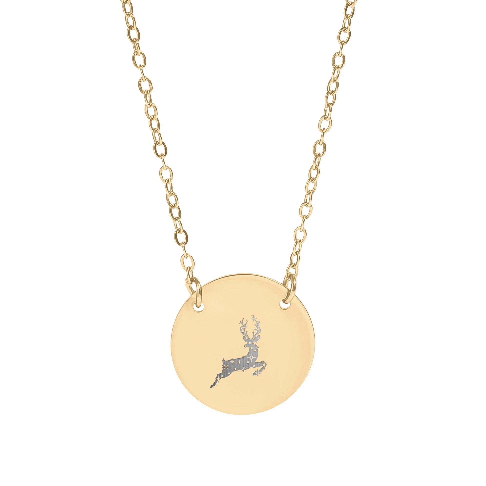 Elegant Oval Pendant Necklace with Reindeer Design