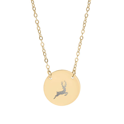 Elegant Oval Pendant Necklace with Reindeer Design