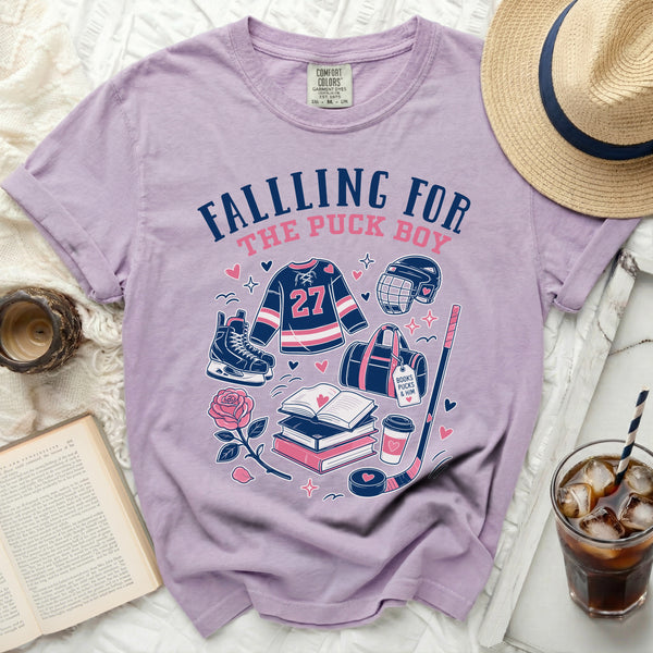 Falling For The Puck Boy Tee in Orchid