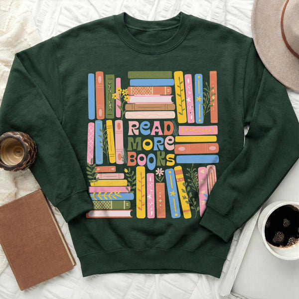 Vibrant Bookshelf Sweatshirt in Forest Green