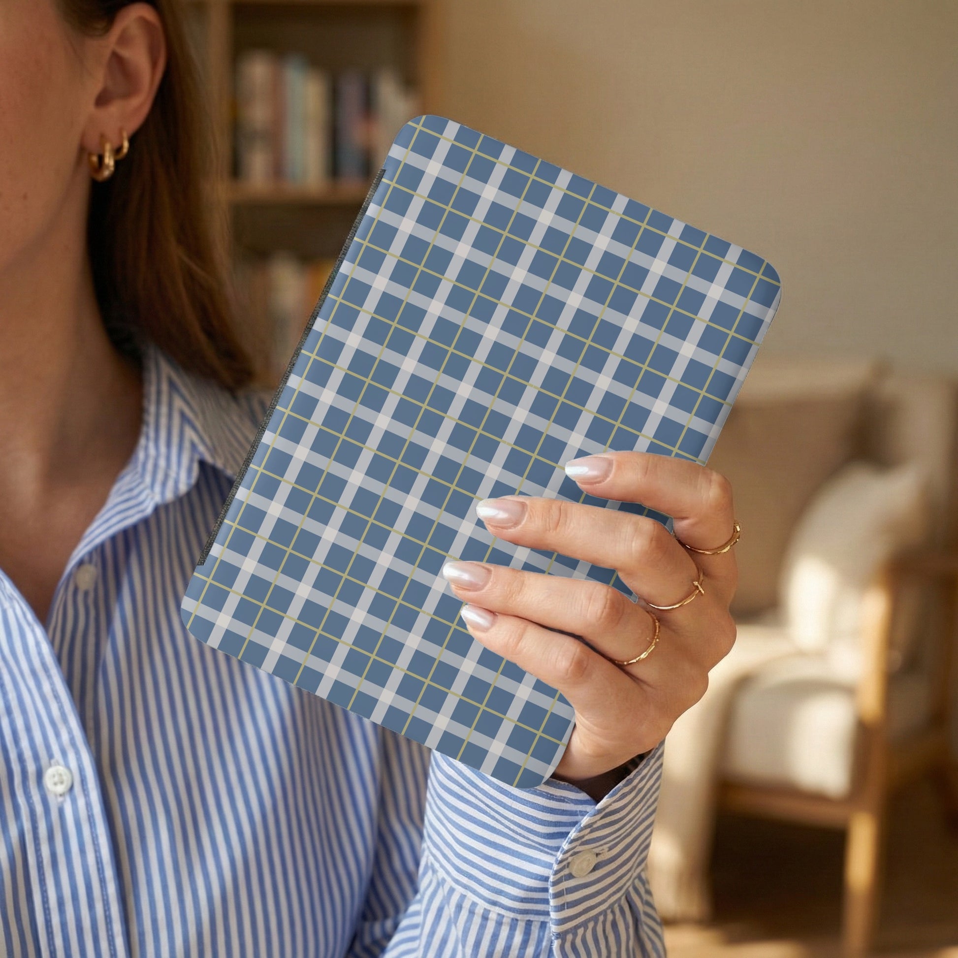 Blue and White Plaid Design Hardcover Product