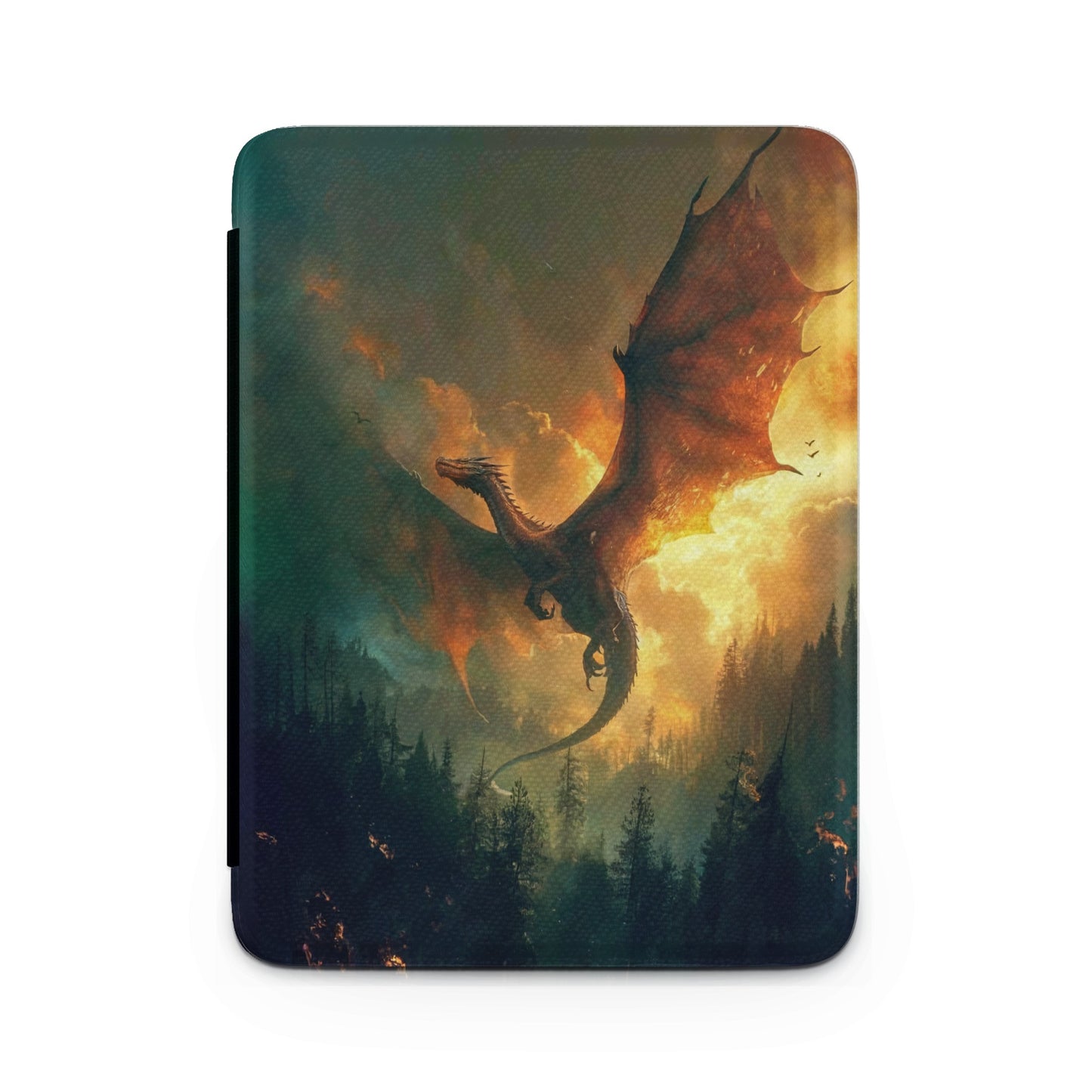 Mythical Flying Dragon Fiery Forest Landscape product type