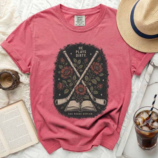 Dirty Reads Hockey Tee in Crunchberry