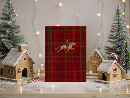 Holiday Greeting Card with Festive Plaid Design
