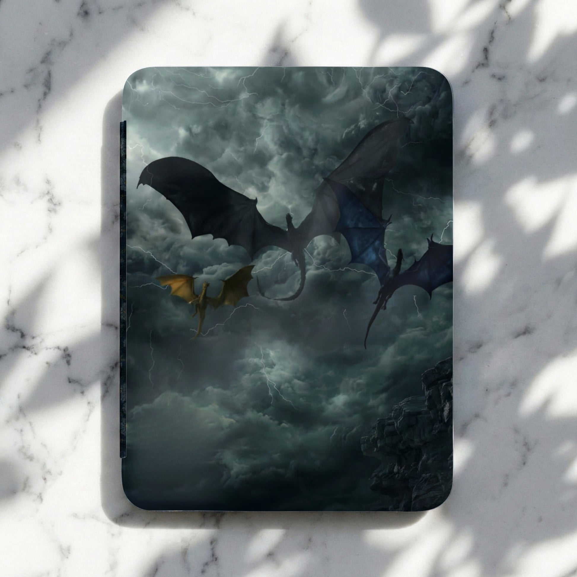 Dark Golden Dragons Storm Lightning Fantasy Sky product type
