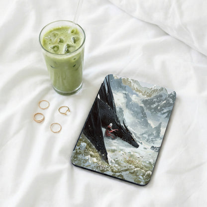 Black Dragon Rider Snowy Mountain Fantasy Mouse Pad product type