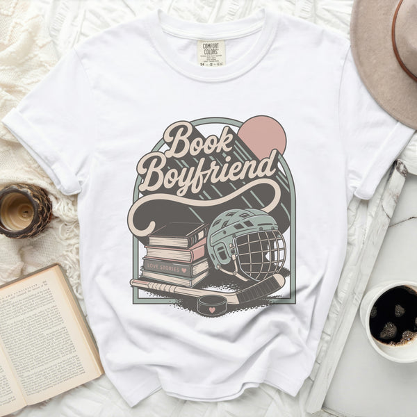 Book Boyfriend Hockey Love Tee in White