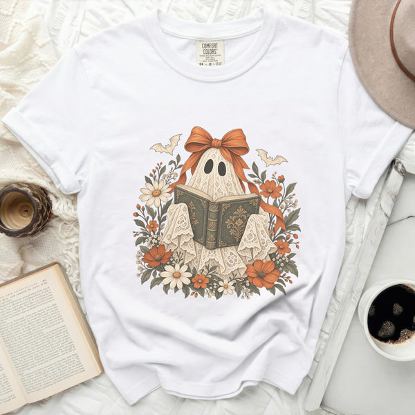 Bookish Lace Ghost Tee in White