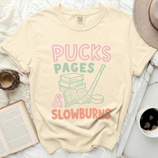 Pucks, Pages & Slow Burns Tee in Ivory