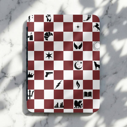 Fantasy Mythic Modern Symbols Checkered Maroon White product type