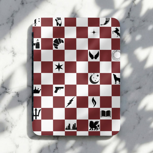 Fantasy Mythic Modern Symbols Checkered Maroon White product type