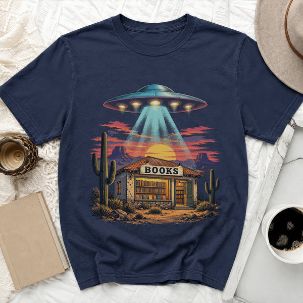 Desert UFO Bookstore Tee in True Navy