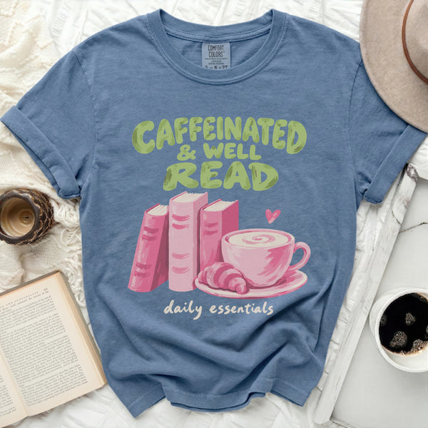 Caffeinated Well Read Tee in Blue Jean