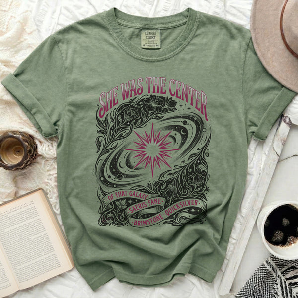 She Was The Center Tee in Moss