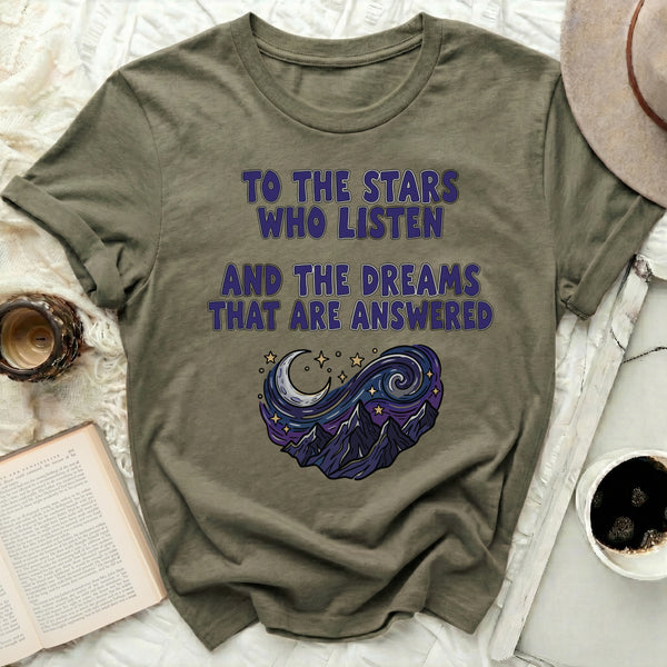 ACOTAR Swirling Dreams Mountain Tee in Military Green
