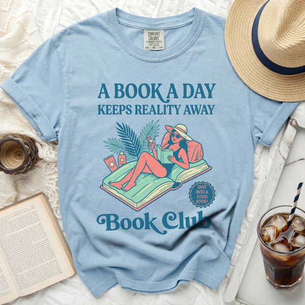 Reality Away Book Club Tee in Chambray