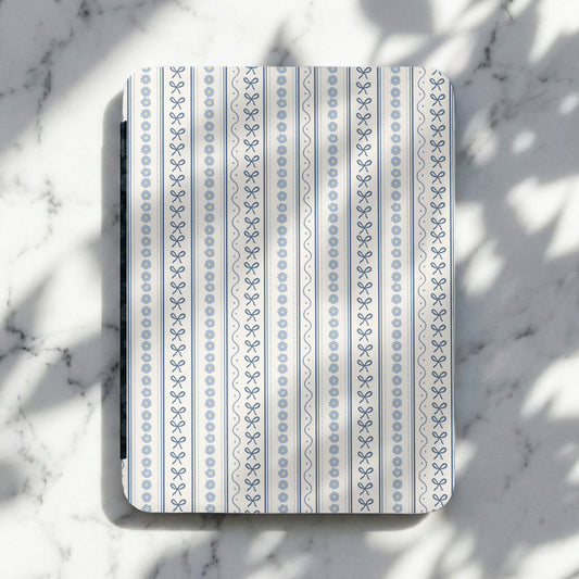 Blue and White Striped Patterned Minimalist Notebook