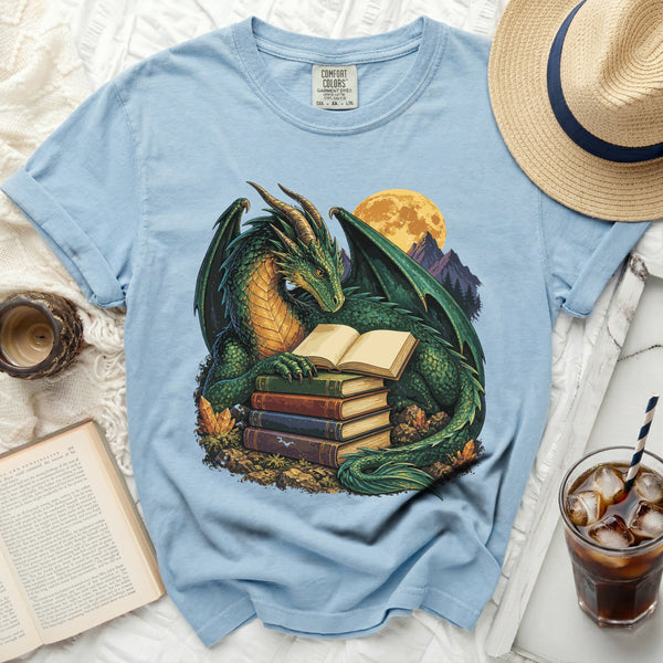 Book Dragon Tee in Chambray