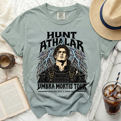 Hunt Athalar graphic t-shirt for Umbra Mortis Tour, Crescent City, Lunathion.