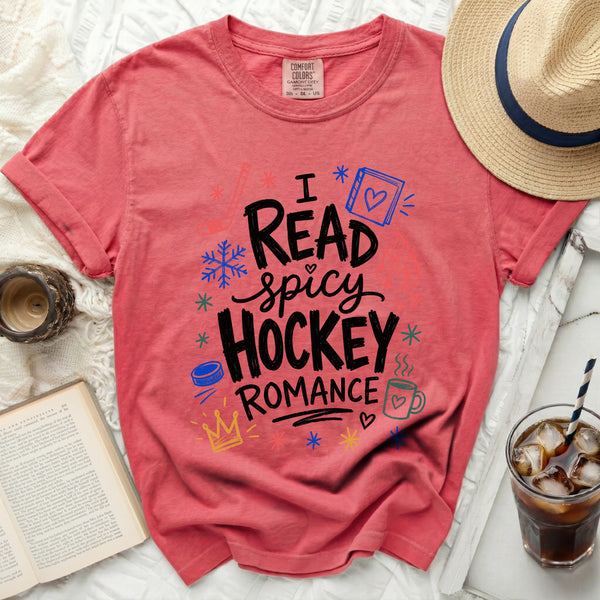 Spicy Hockey Romance Reader Tee in Watermelon