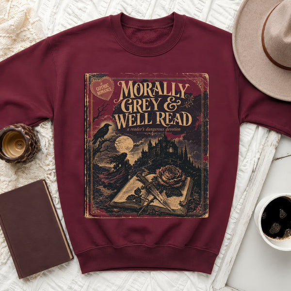 Morally Grey Gothic Sweatshirt in Maroon