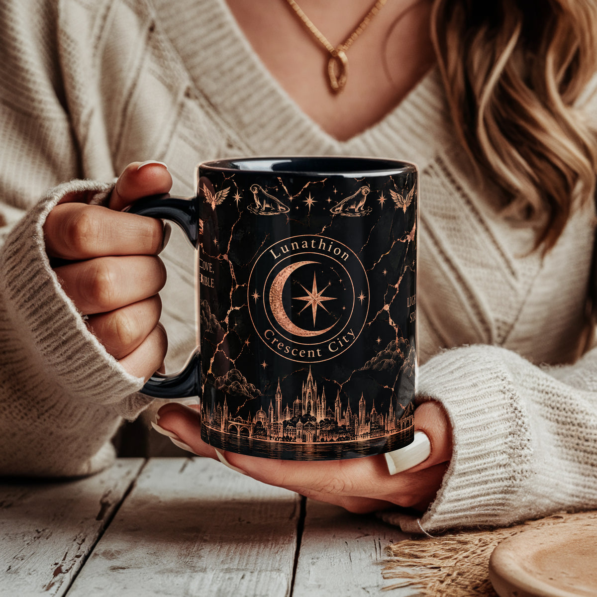 Crescent City Black & Rose Gold Mug