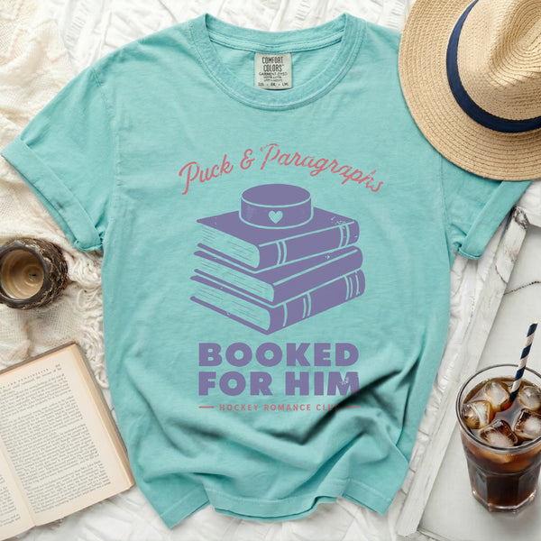 Puck & Paragraphs Hockey Romance Tee in Island Reef