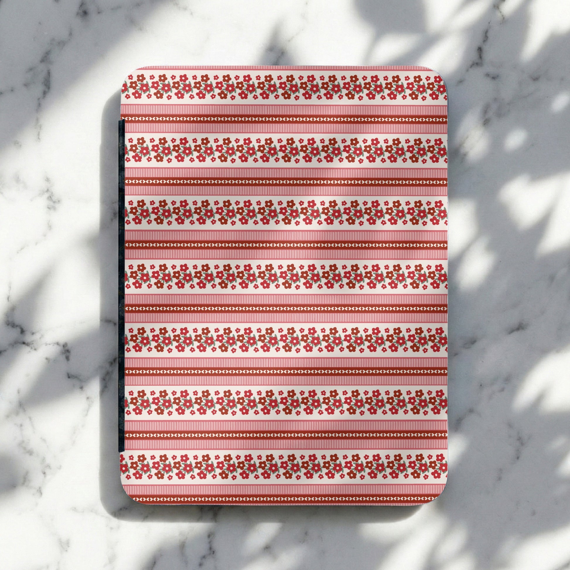 Floral Stripes Designer Pattern on Pink Background Cover