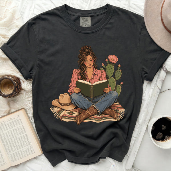 Cowgirl Book Club Tee in Black