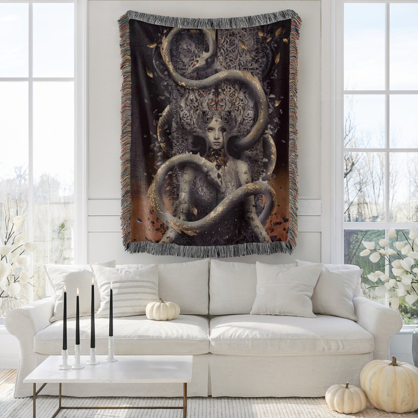 Dark House of Flame and Shadow Woven Blanket - MagicMerchEmporium