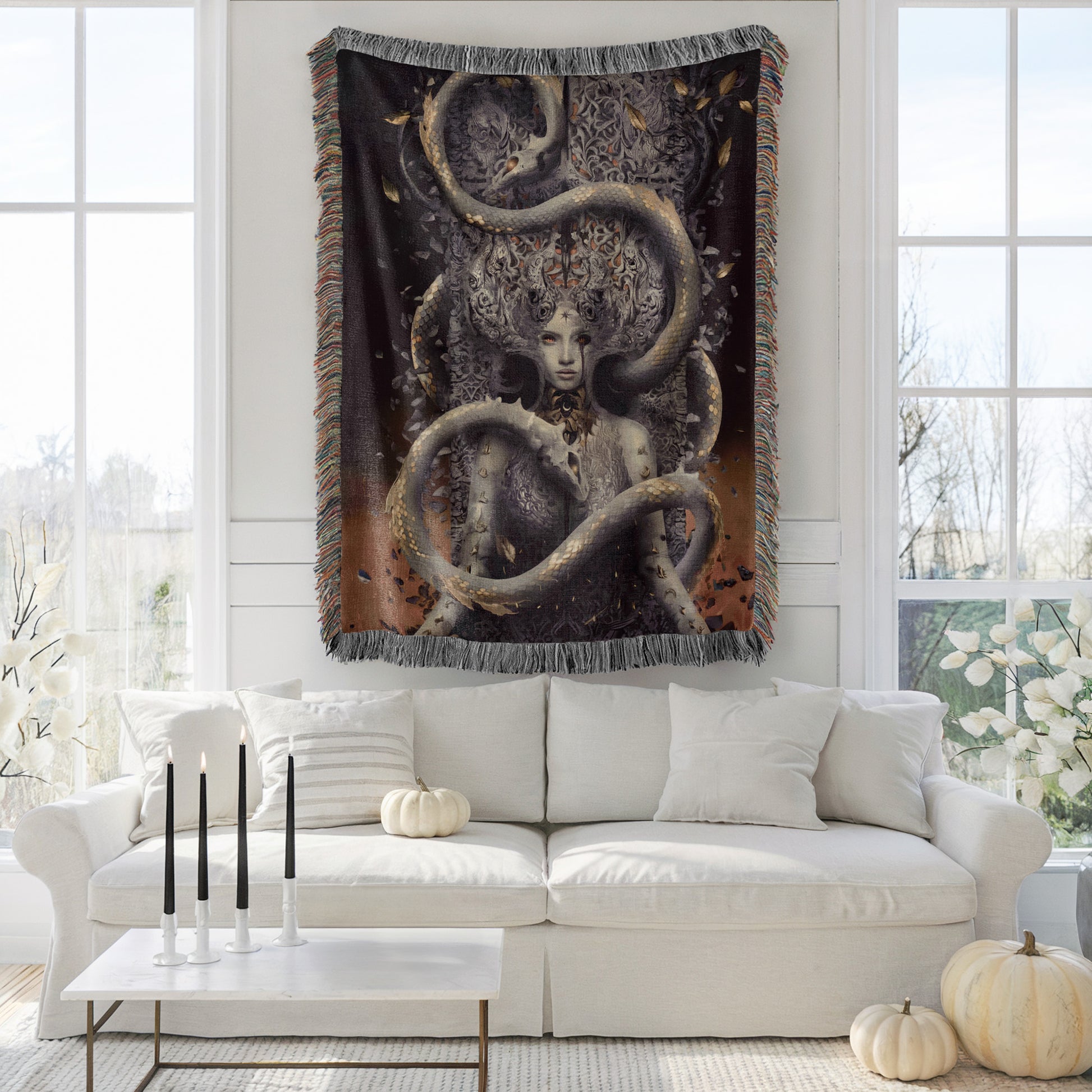 Dark House of Flame and Shadow Woven Blanket - MagicMerchEmporium