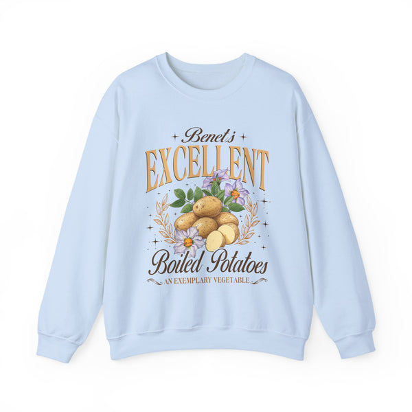 Benet's Excellent Boiled Potatoes Sweatshirt in Light Blue
