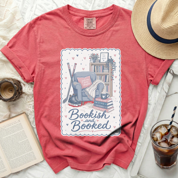 Bookish & Booked Hockey Reader Tee in Watermelon