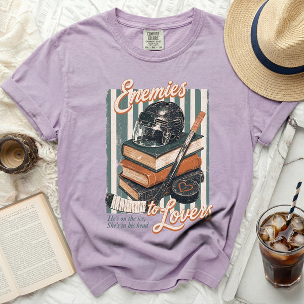 Vintage Enemies to Lovers Hockey Tee in Orchid
