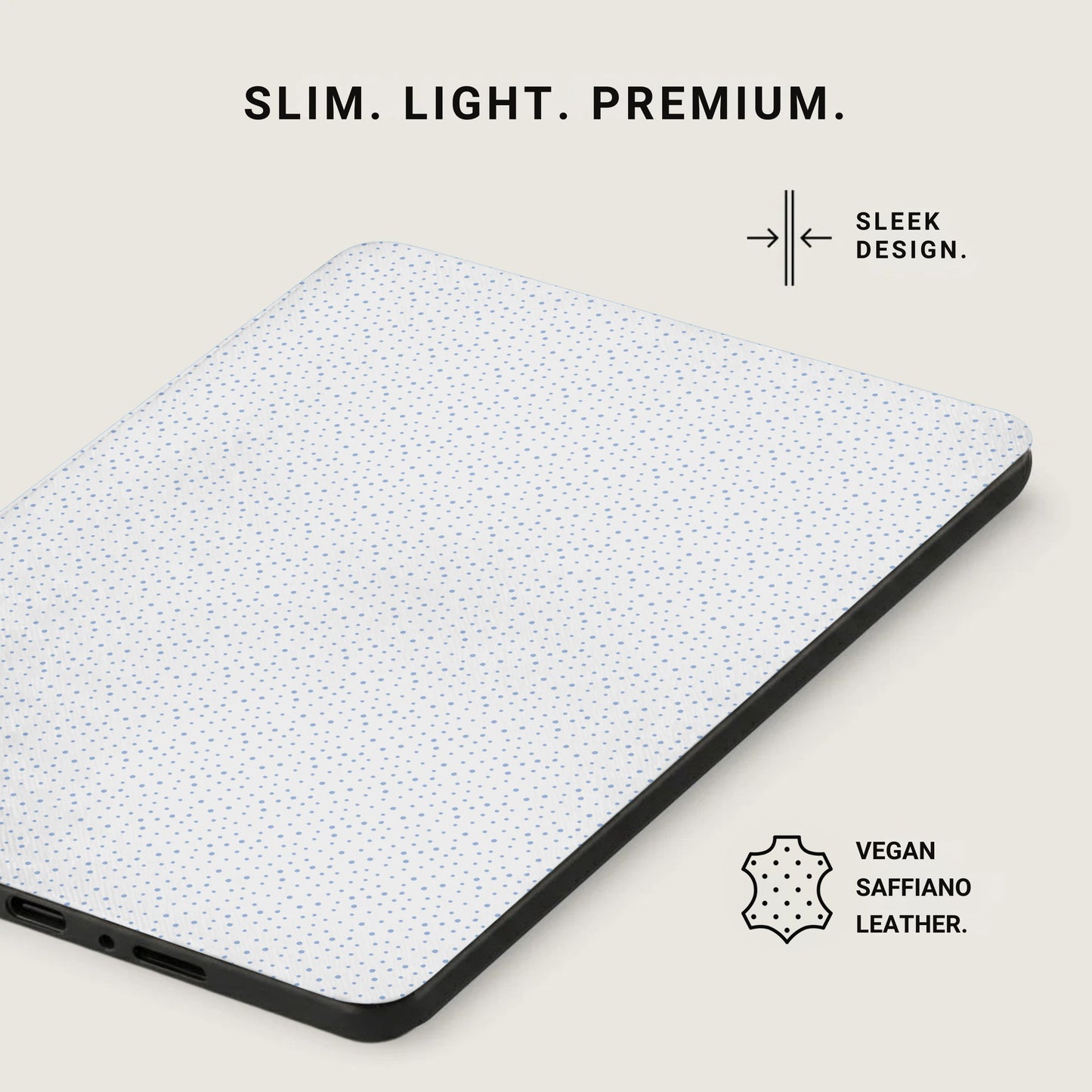 Sleek Design Slim Light Premium Vegan Saffiano Leather Case