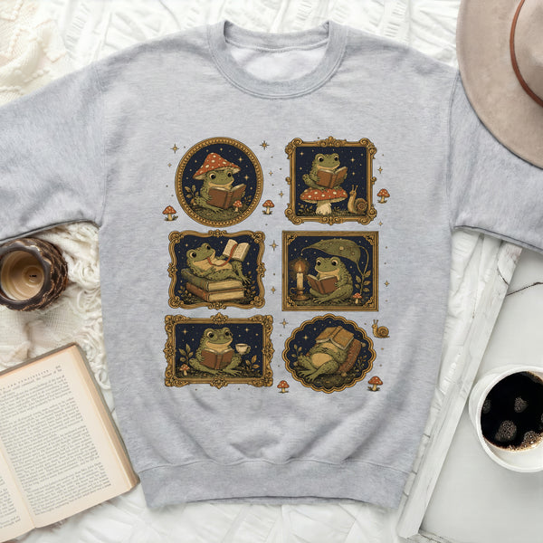 Literary Frogs Sweatshirt in Sport Grey