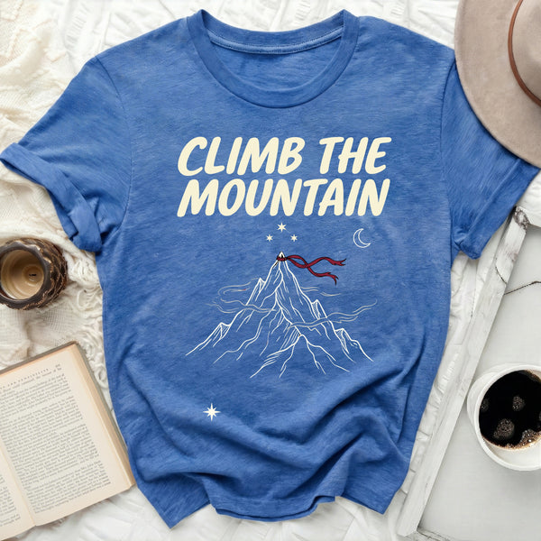 Scarlet Summit Script Tee in Heather True Royal