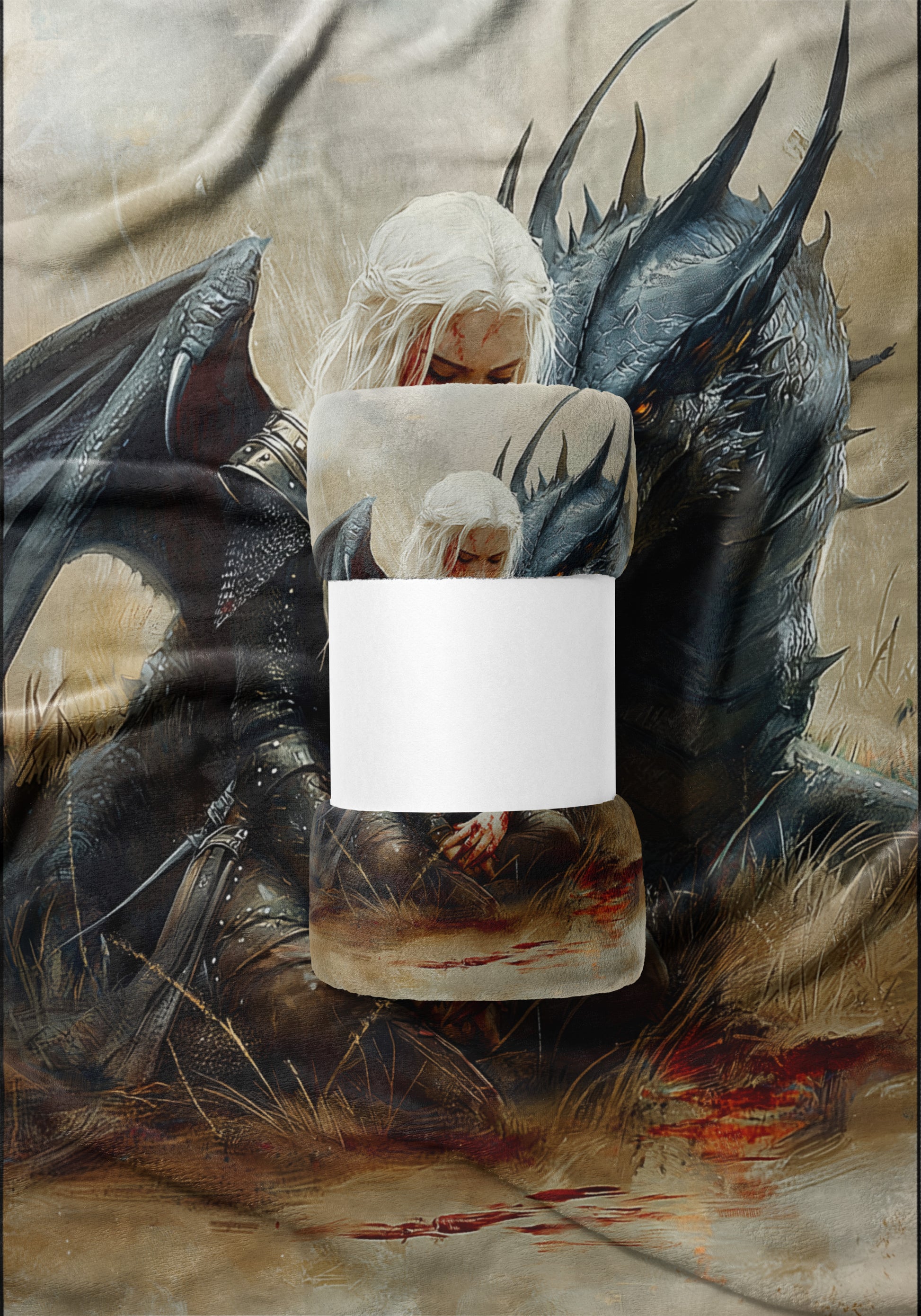 Dragon Warrior Art Fantasy Print Blanket