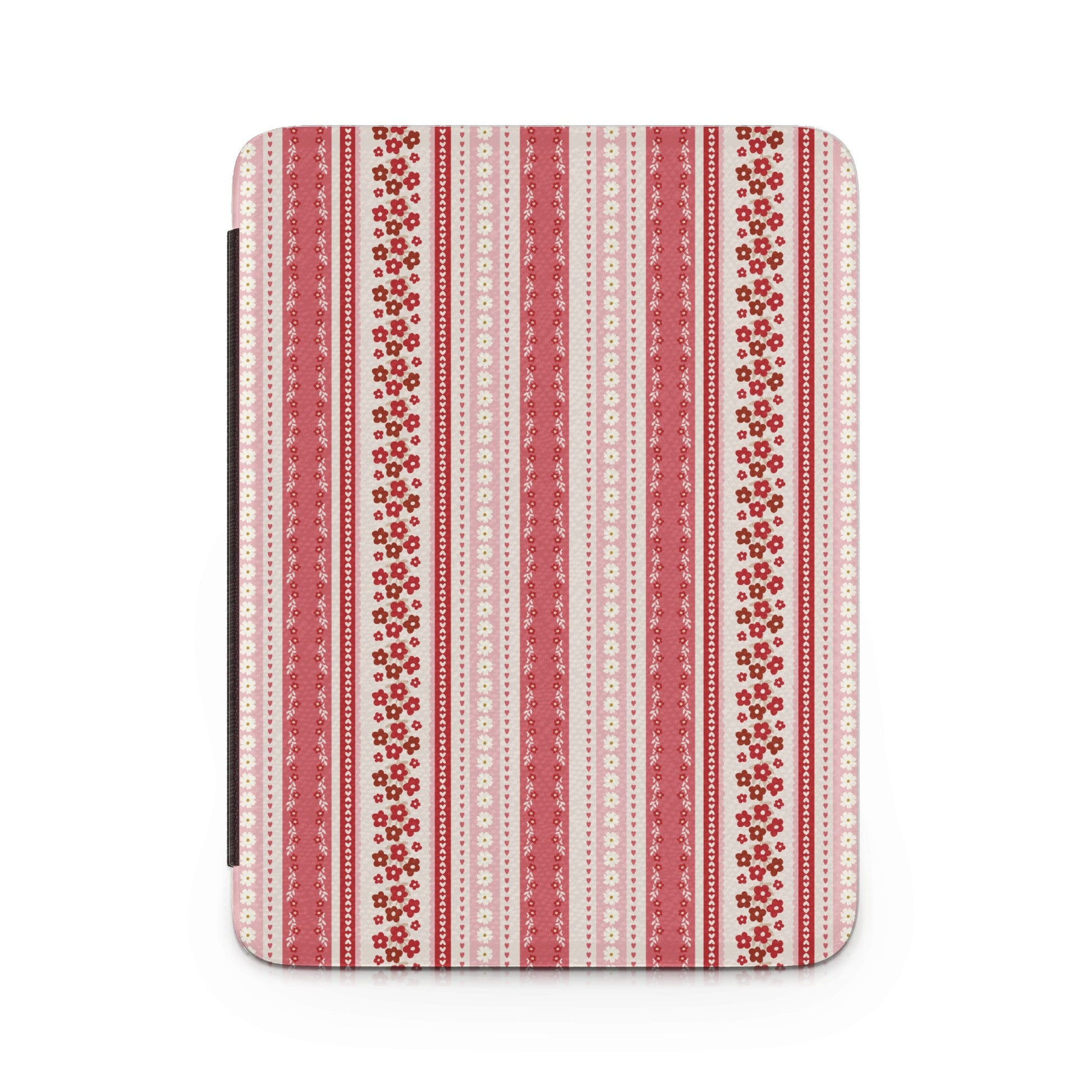 Red and Pink Floral Striped Pattern on White Cover