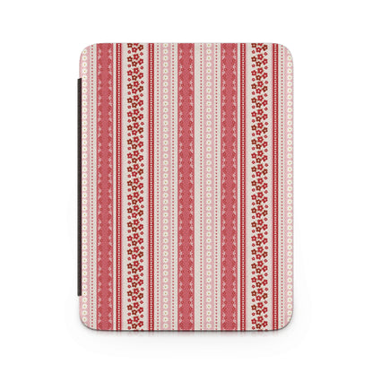 Red and Pink Floral Striped Pattern on White Cover