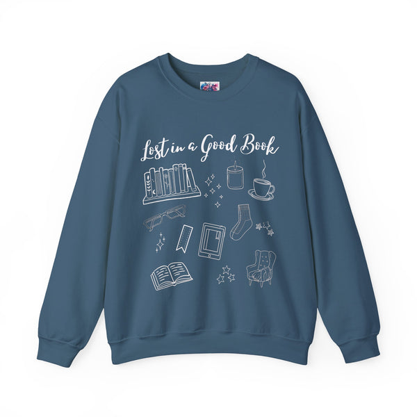 Lost in a Good Book Sweatshirt in Indigo Blue
