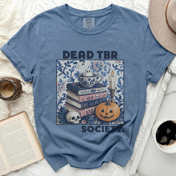 Dead TBR Society Tee in Blue Jean