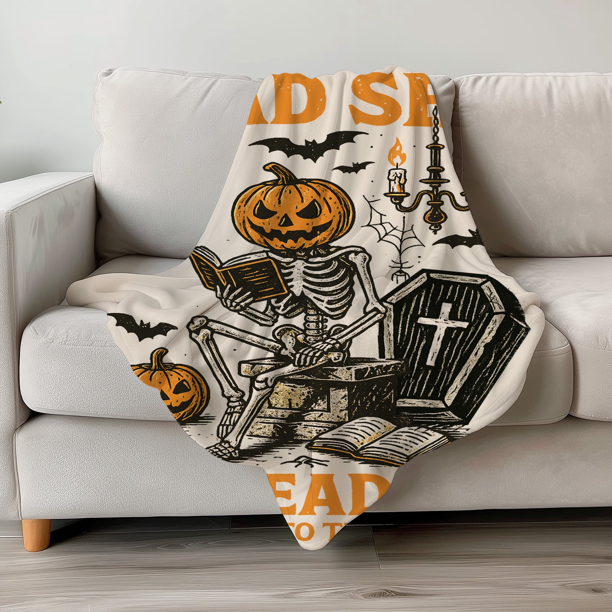 Halloween Skeleton Reading Blanket for Cozy Evenings